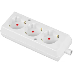 Tragbare Dreifach-Steckdose 3x 250V Schuko Weiß T-10988