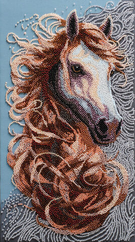 Perlen-Stickbild "Mustang Pferd", 20 x 36 cm