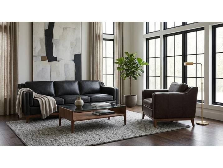 Xlmoebel Polstergarnitur Dreisitzer Sofa Sessel Polstermöbel Kunstleder Wohnzimmer Elegant, (2-tlg., 2-tlg)