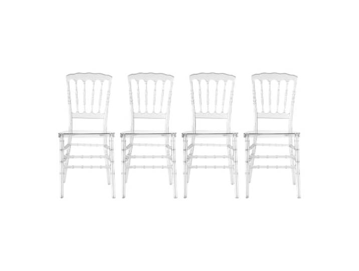 CAIYGG 4er Set stapelbare Acryl Stühle Napoleon Stil, Transparent Elegante Kristallstühle aus hochwertigem PC-Material, ideal für Esszimmer, Hochzeiten, Partys und zeitgemäße Wohnräume