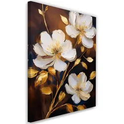 WANDBILD blumen weiße pfingstrosen gold glamour