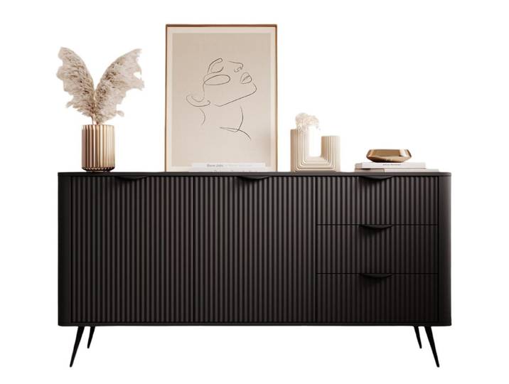 Compleo Kommode mit drei Schubladen und zwei Drehtüren BELLO, Elegant Kommode