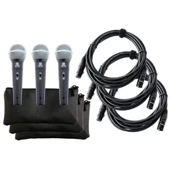 Pronomic DM-58-B Vocal Mikrofon mit Schalter 3er SET inkl. 3x 5m XLR-Kabel