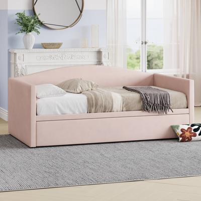 GREATPLANINC Twin Size Upholstered Sofa Bed Daybed with Extended Pop Up Trundle