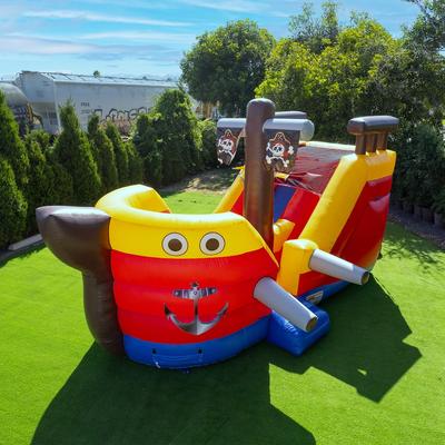 HeroKiddo 15 FT Pirate Ship Inflatable Water Slide & Bounce House, Commercial-Grade PVC, Blower Included