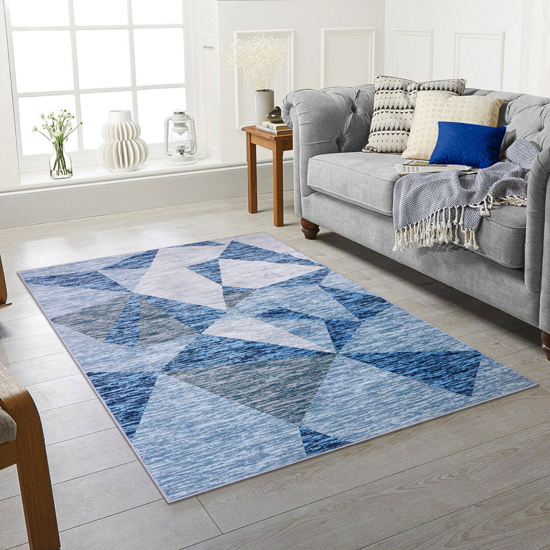 George Oliver Casandra Rectangle Geometric Dhurrie Navy Rectangle 200 x 290cm