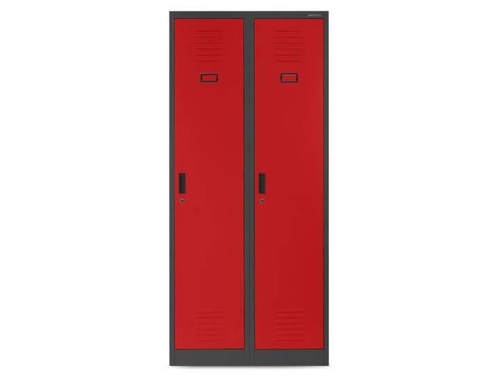 Armoire metallique 2B1A Casier 2 Compartiments revêtement par poudre Anthracite-Rouge