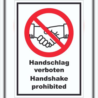 HB-Druck Handschlag verboten Handshake prohibited AUFKLEBER Symbol und Text AUFKLEBER A4 (210x297mm)