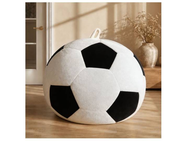 SENVIRO Fauteuil pouf ballon de football 130 x 90 cm flanelle noir et blanc