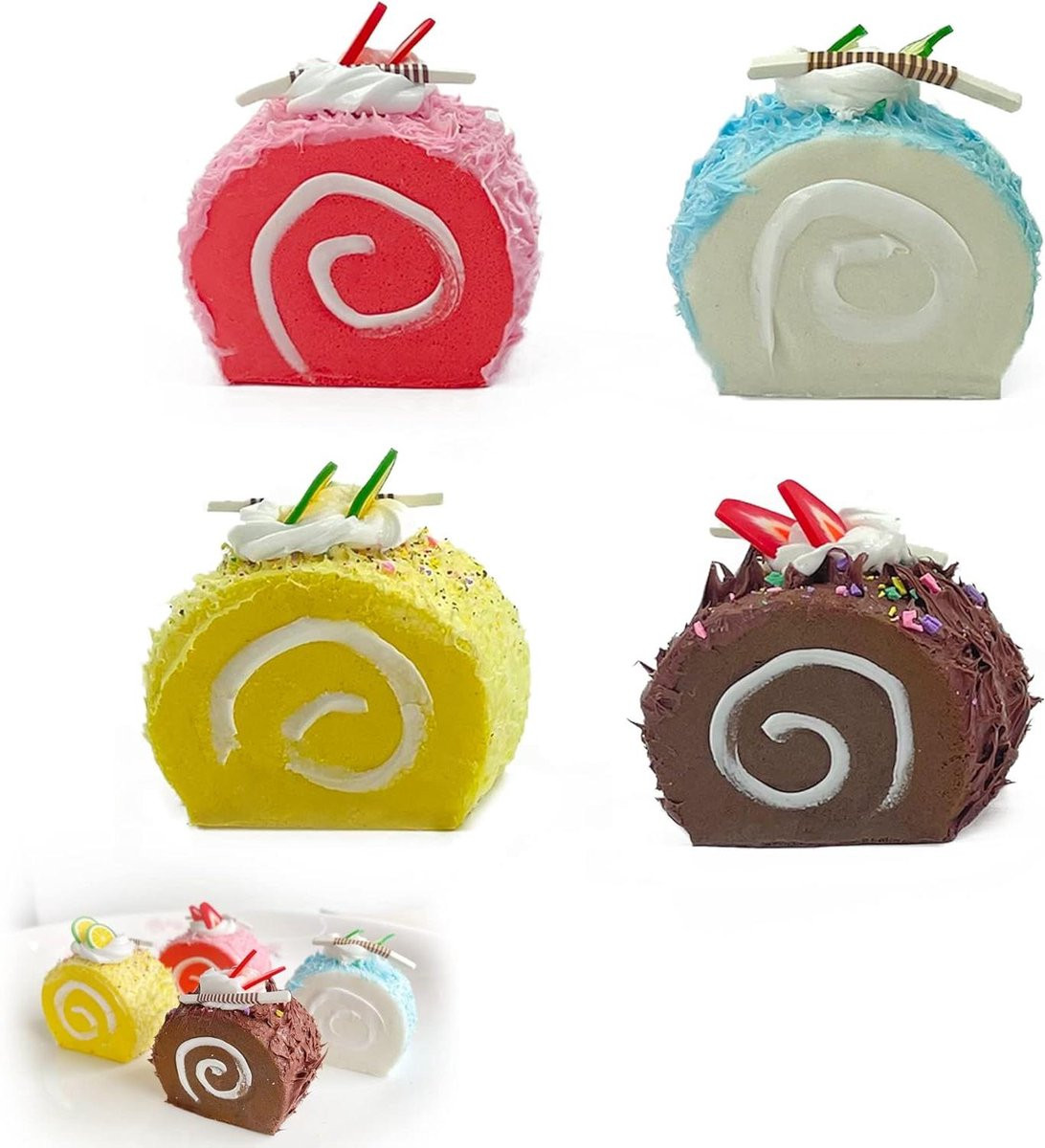 Allecto Plus Set van 4 realistische kunstcupcakes voor decoratie en fotografie