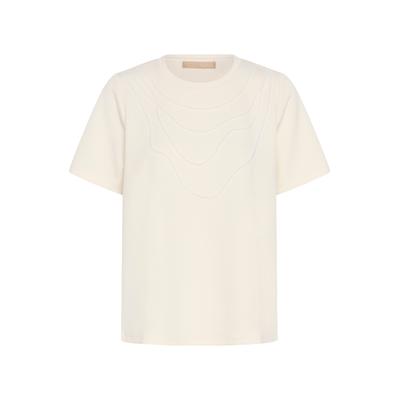 Blusentop CULTURE "Culture DK T-Shirt kurzarm CUPANDA", Damen, Gr. M, weiß (gardenia), Blusen Blusentop