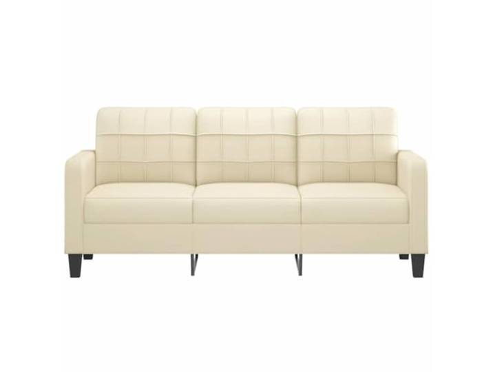 KTHLBRH Sofa 3-Sitzer Creme 180 cm Kunstleder Robuster Metallrahmen, Schaumstoffpolsterung, modernes Design, einfache Reinigung