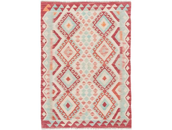 Kelim Afghan Teppich 103x142 Handgewebt Orientteppich Wolle