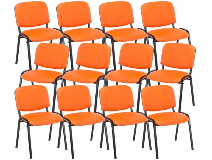 Lot de 12 chaises de visiteurs en similicuir Orange