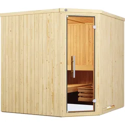 Weka Elementsauna Varberg 3 - 68 mm Sparset 1 inkl. 7,5 kW Ofen mit Steuergerät Ganzglastür