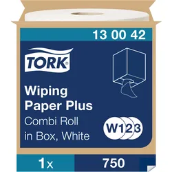 Tork Starke Mehrzweck-Papierwischtücher Weiß W1/2/3, 1 × 750 m Rolle, 130042