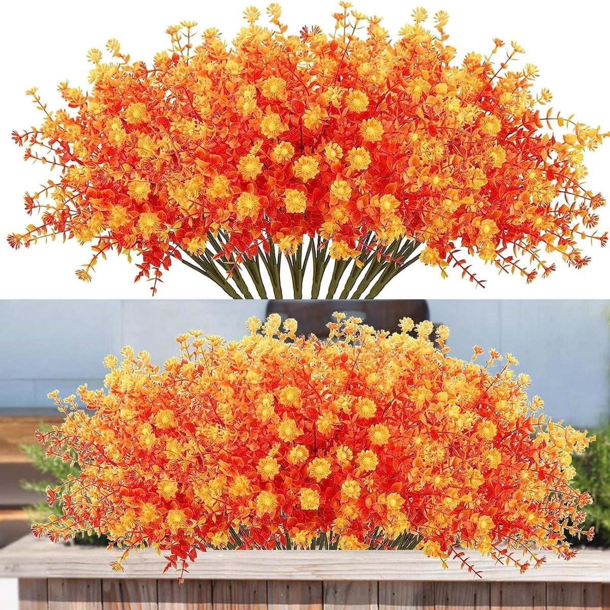 Set van 20 kunstmatige herfstbloemen voor buiten decoratie in herfstkleuren