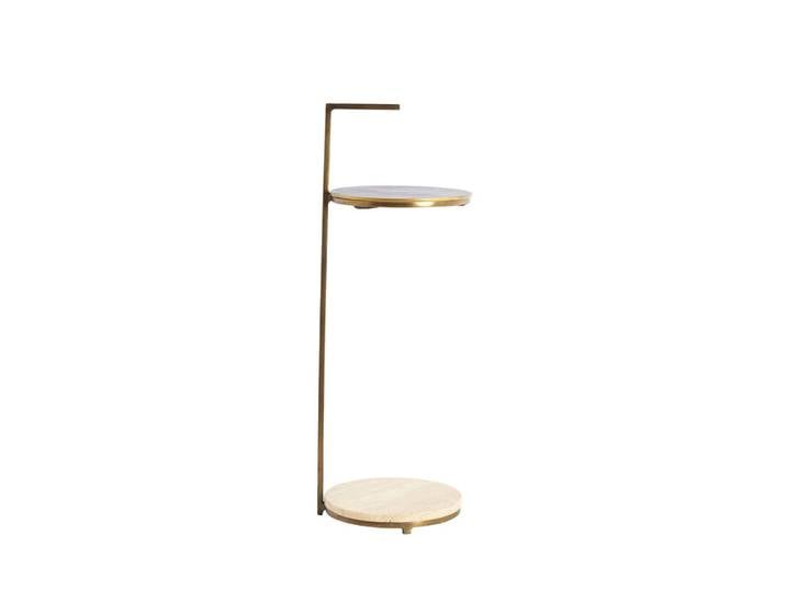 Light & Living Beistelltisch Leda, Sand, Dunkelbraun, Bronze, Metall, Stein, rund, 26x76x26 cm, Wohnzimmer, Wohnzimmertische, Beistelltische, Beistelltische Metall