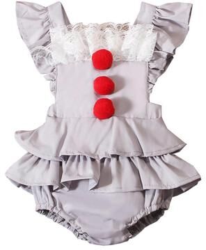 Top Demand Picks Baby Girl Costume, Gray Joker Dress Romper, Long Sleeve Layered Ruffled Outfit For Halloween, Theme Party grey 3 6m