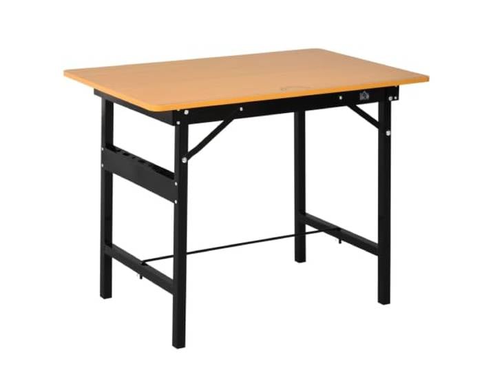 HOMCOM Établi Pliant Table de Travail Pliable 100 x 60 x 75\,5 cm Jaune Noir Riga e Goniometro Stampati sulla Superficie