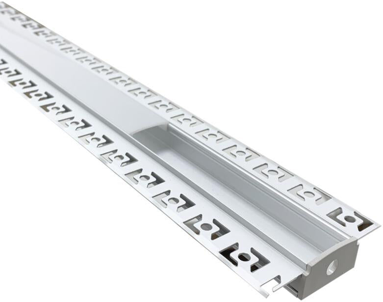 Silumen Profilé Aluminium encastré 1m pour Ruban LED Double Couvercle Blanc Opaque