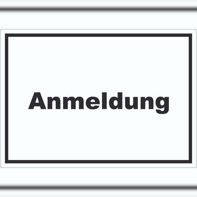 HB-Druck Anmeldung Aufkleber mit Text Aufnahme waagerecht A0 (841x1189mm)