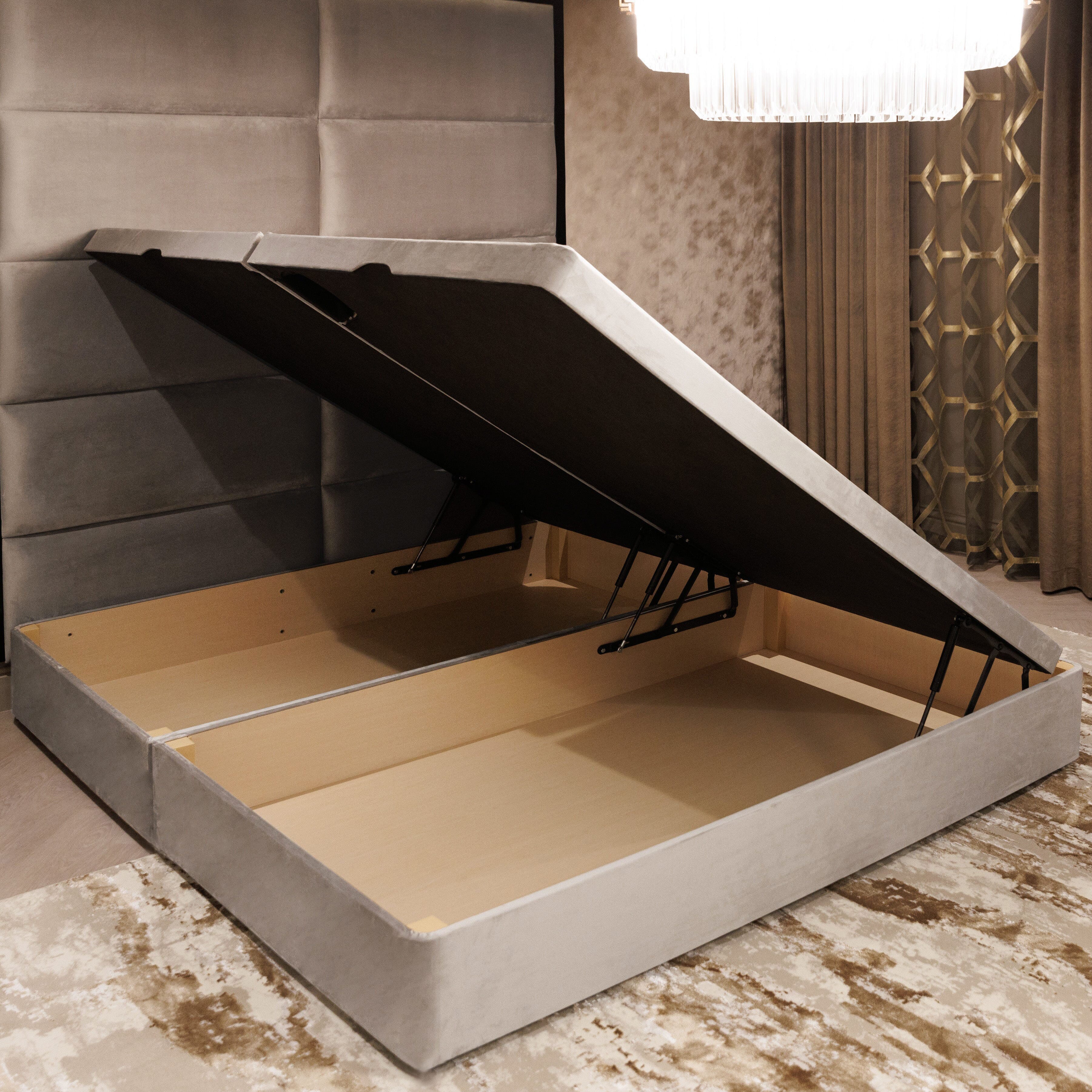 Dove Velvet Ottoman Divan Bed Base, Emperor
