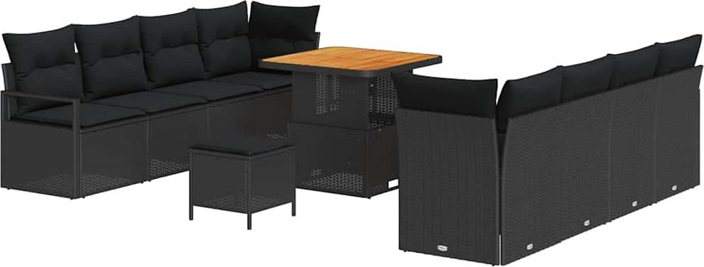 vidaXL Garten-Sofa-Set mit Kissen mit Speicher Schwarz 80 x 80 x 71 cm