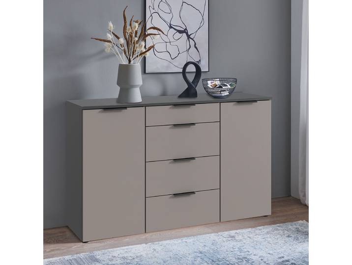 Enfilade 135 x 92 x 41cm Marron/Gris/Gris Sahara