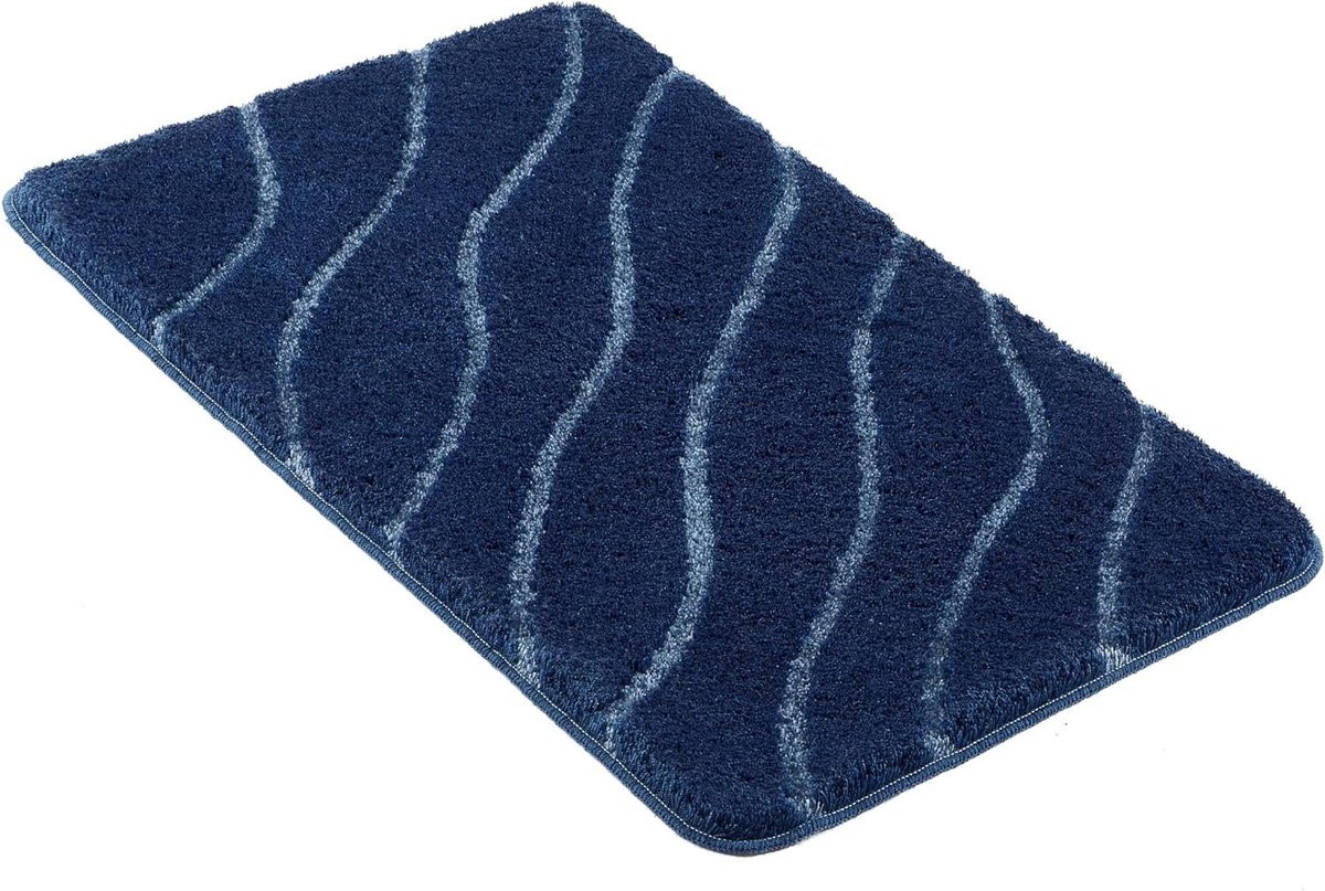 Blauwe badmat met antislip onderkant voor een comfortabele badkamer, 70 x 120 cm