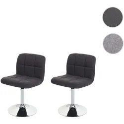 2er-Set Esszimmerstuhl Kavala, Küchenstuhl Stuhl, Stoff/Textil Chrom drehbar MVG-zertifiziert ~ dunkelgrau