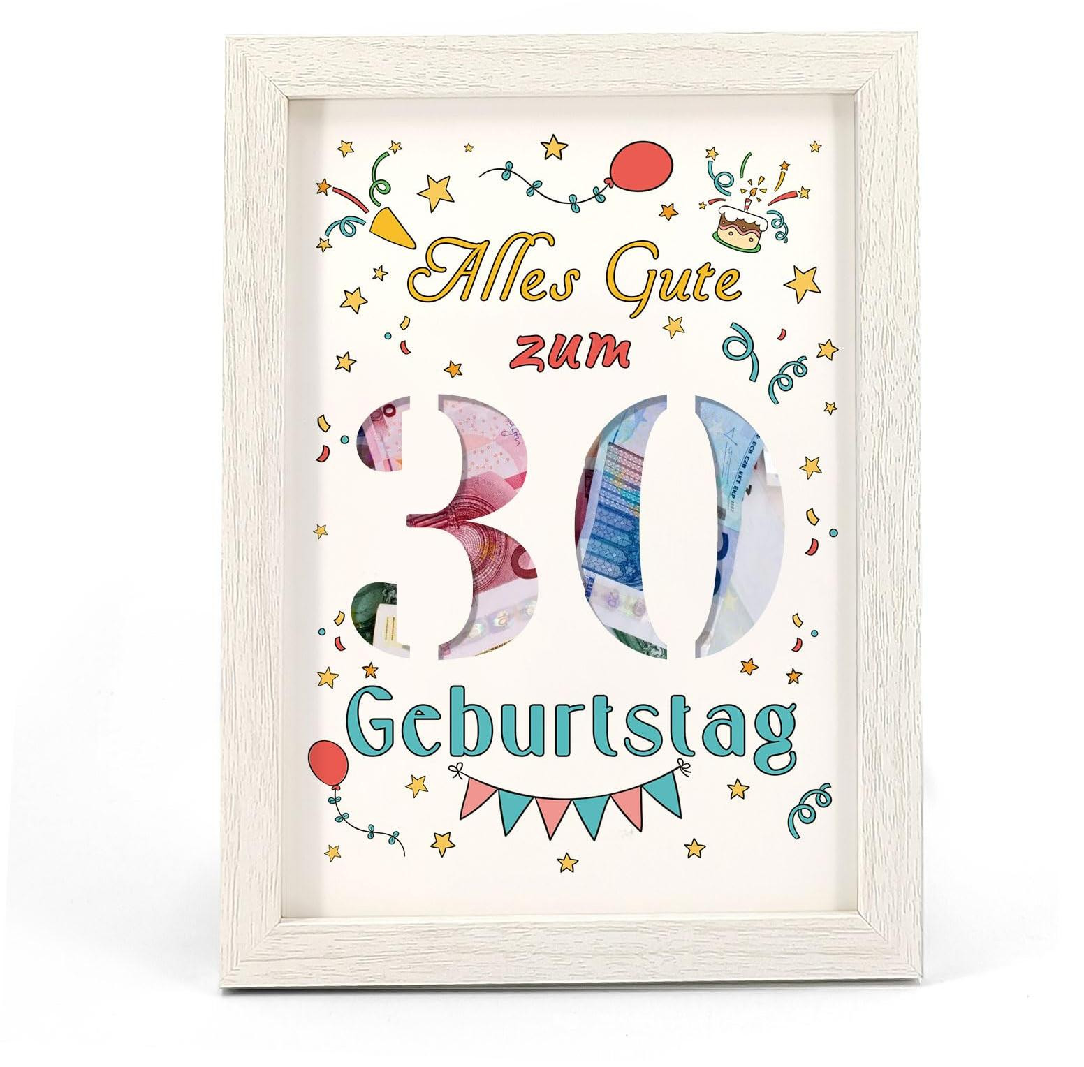 Solidchoice Geldgeschenk voor 30e verjaardag in houten lijst