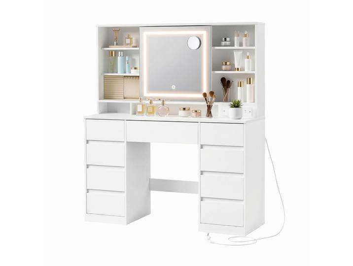 Boxxx Schminktisch, Weiß, Glas, 9 Schublade(n) Schubladen, rechteckig, Wange, D, 40x141.5x110 cm, Schlafzimmer, Schminktische