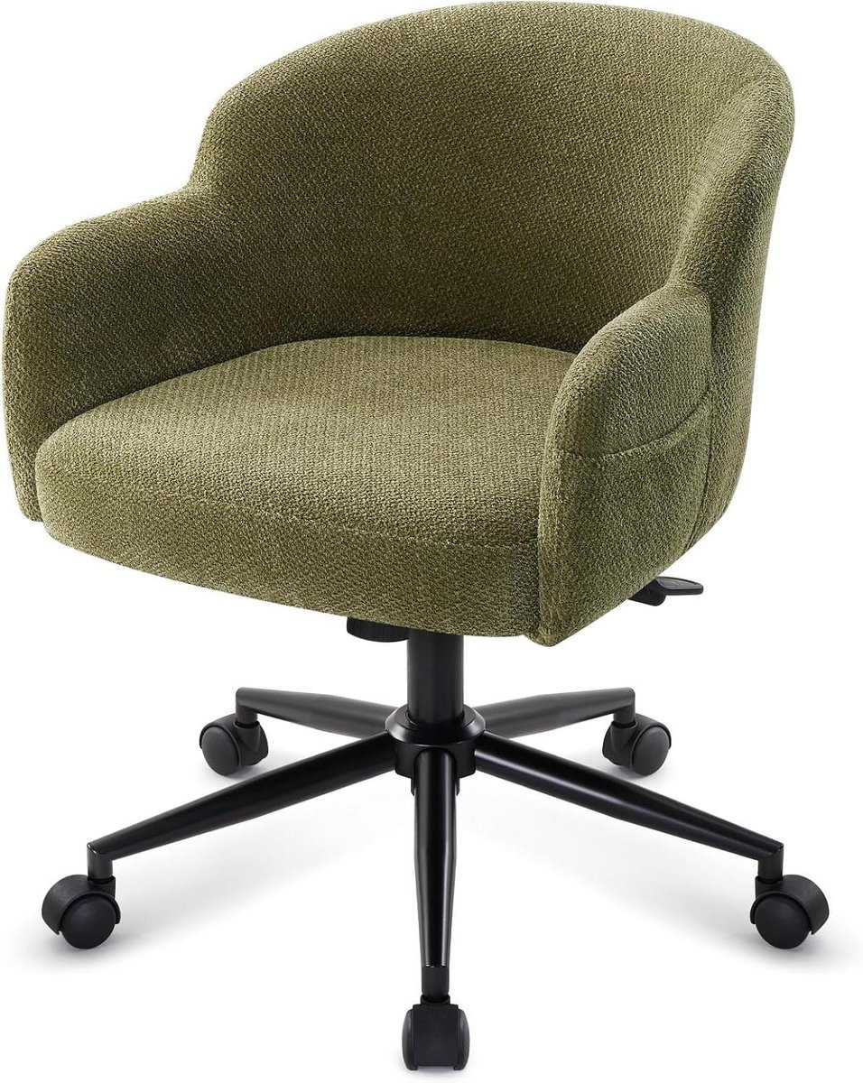 Groene Vanity Bureaustoel met wielen en verstelbare hoogte, Breedte: 57 cm