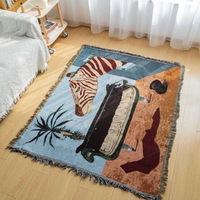 Perfect Picks Market Leopard Jacquard Knitted Throw Blanket For Sofa And Bed Cozy Sofa Throw Blanket yellow