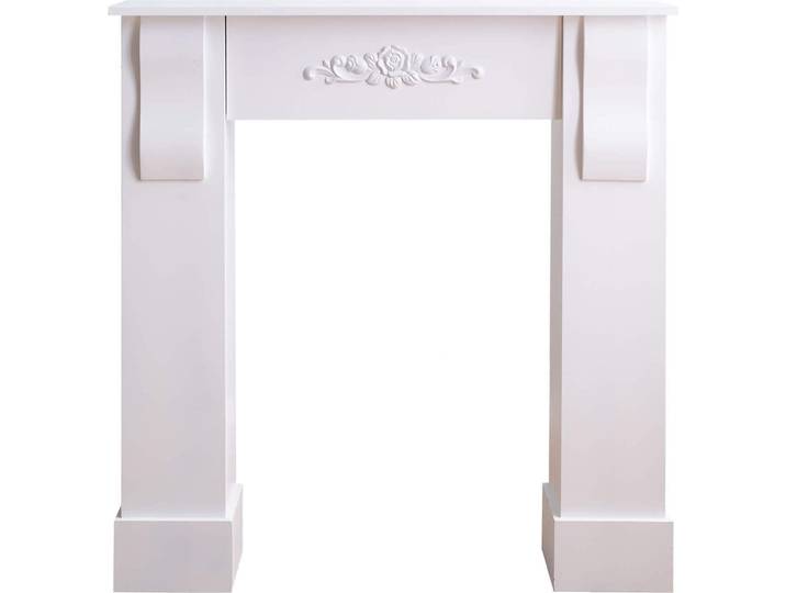 Rebecca Mobili Kaminumrandung 92x93x22,5 cm aus weißem Mdf mit Blumendekoration