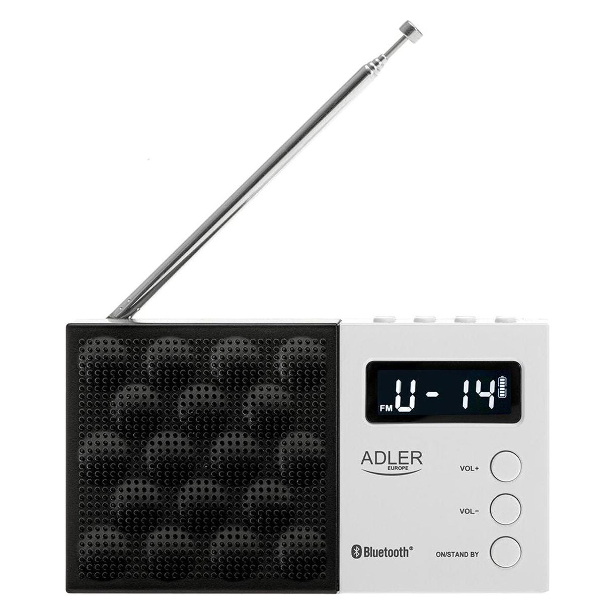 Adler Interactive solution | Digital Radio - PLL AM/FM | AD 1908 | Alarm function | White/Black (AM, FM, Bluetooth) (AD 1908)