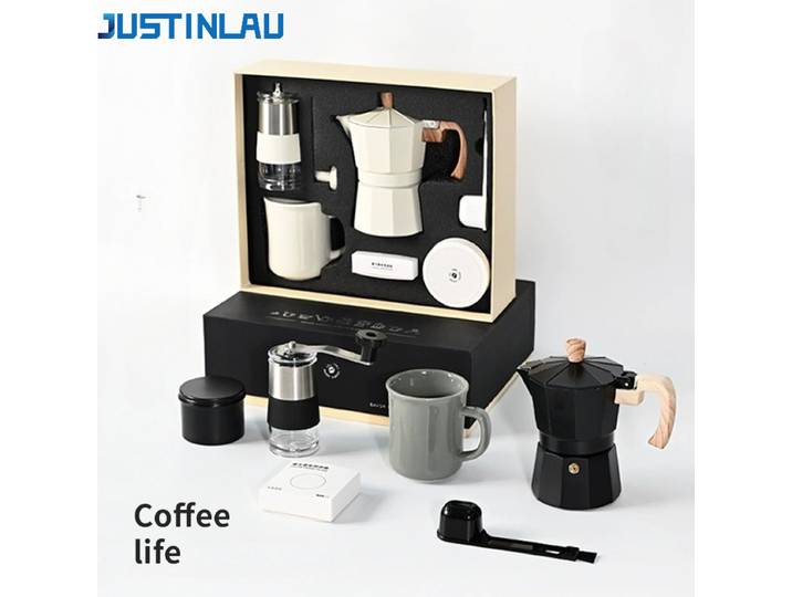 JUSTINLAU – ensemble de moulin à café manuel, Machine à expresso, Pot de stockage de haricots, tasse en céramique, équipement de Camping en plein air, cadeau