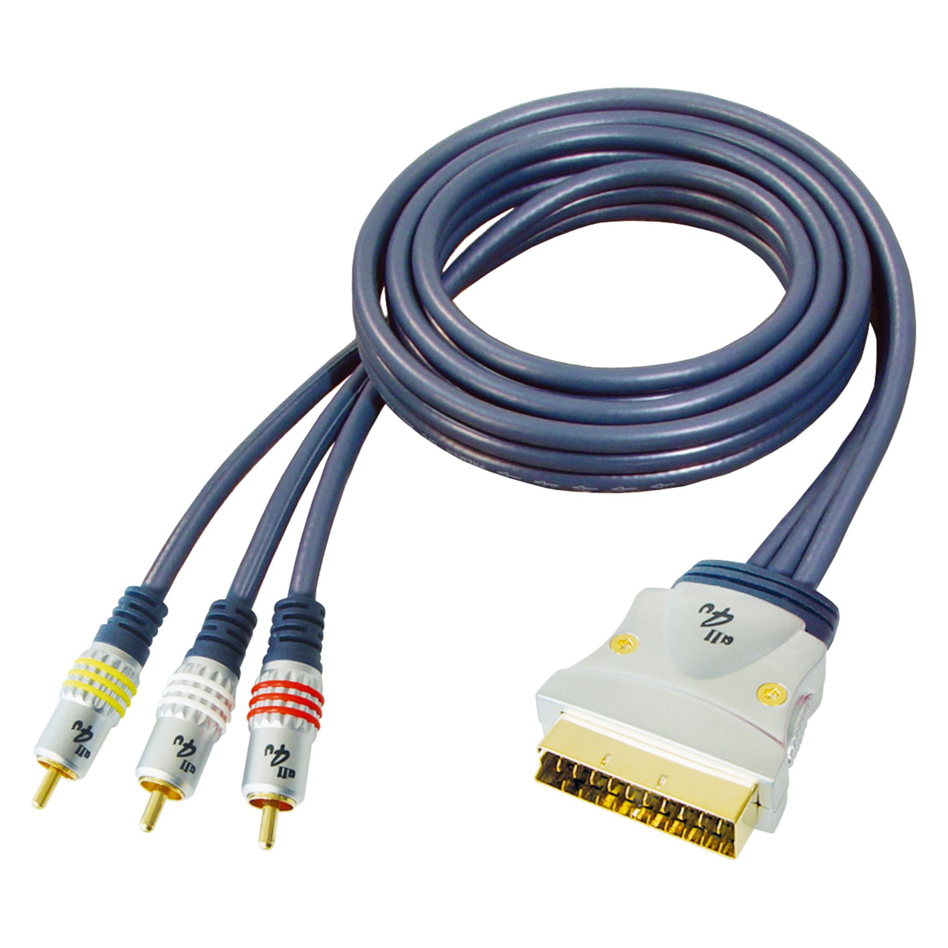 Maxtrack Scart- / Cinch-Kabel (3 m, Cinch Kabel) (BBVM 11-3)