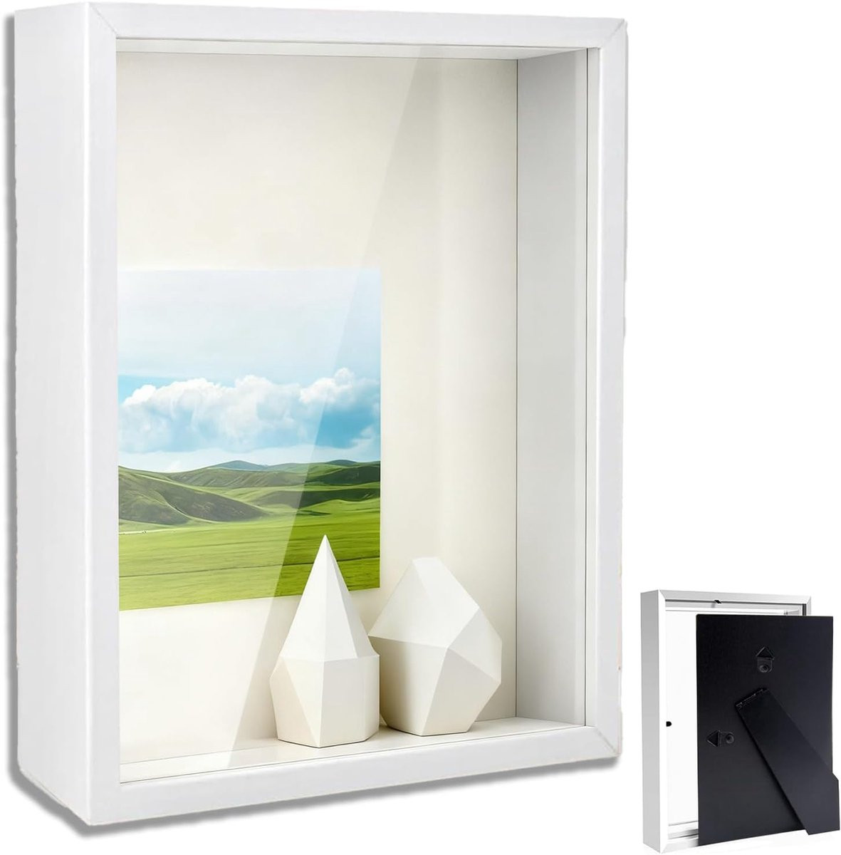 Witte diepe objectlijst voor 3D-foto's en herinneringen - 10 x 15 cm