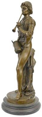 Bronzhaus French Civil War Drummer Bronze Sculpture Marble Base Figurine Statue Figure Art
