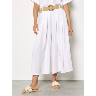 Culotte APRICOT "Weit geschnittene Culotte-Hose mit Falten", Damen, Gr. XS (34), N-Gr, weiß, gewebt, Obermaterial: 96% LyocellTENCEL LyoT. 4% Leinen LI., uni, Hosen Culotte, Einfarbig