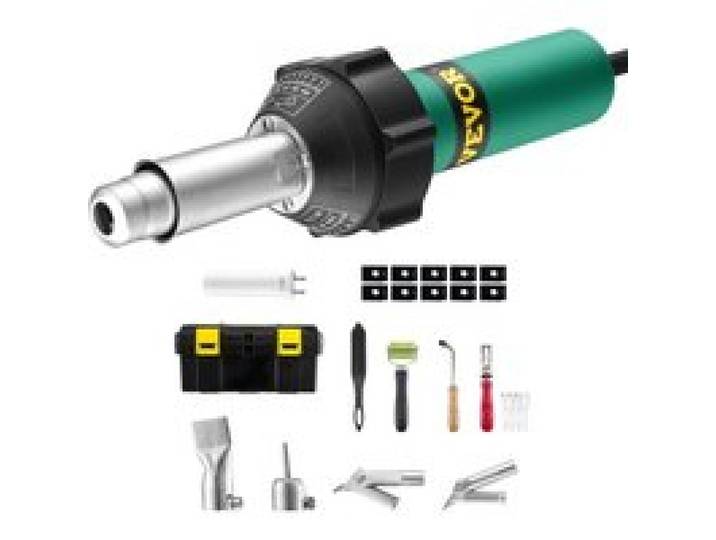 VEVOR Heißluft-Kunststoffschweißgerät, 1600 W Heißluftpistole, 50–600 °C PVC TPO Vinyl Schweißbrenner, Hot Air Welder Set mit 11 Zubehörteilen – Werkzeugkasten, Düse, Rolle, Klingen für PP/PE/PVC