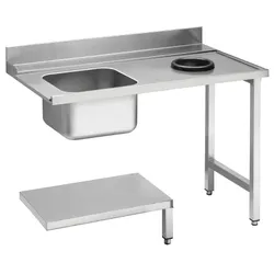 KBS Gastrotechnik Zulauftisch Becken links, mit Abfallloch Breite 120cm und Grundboden