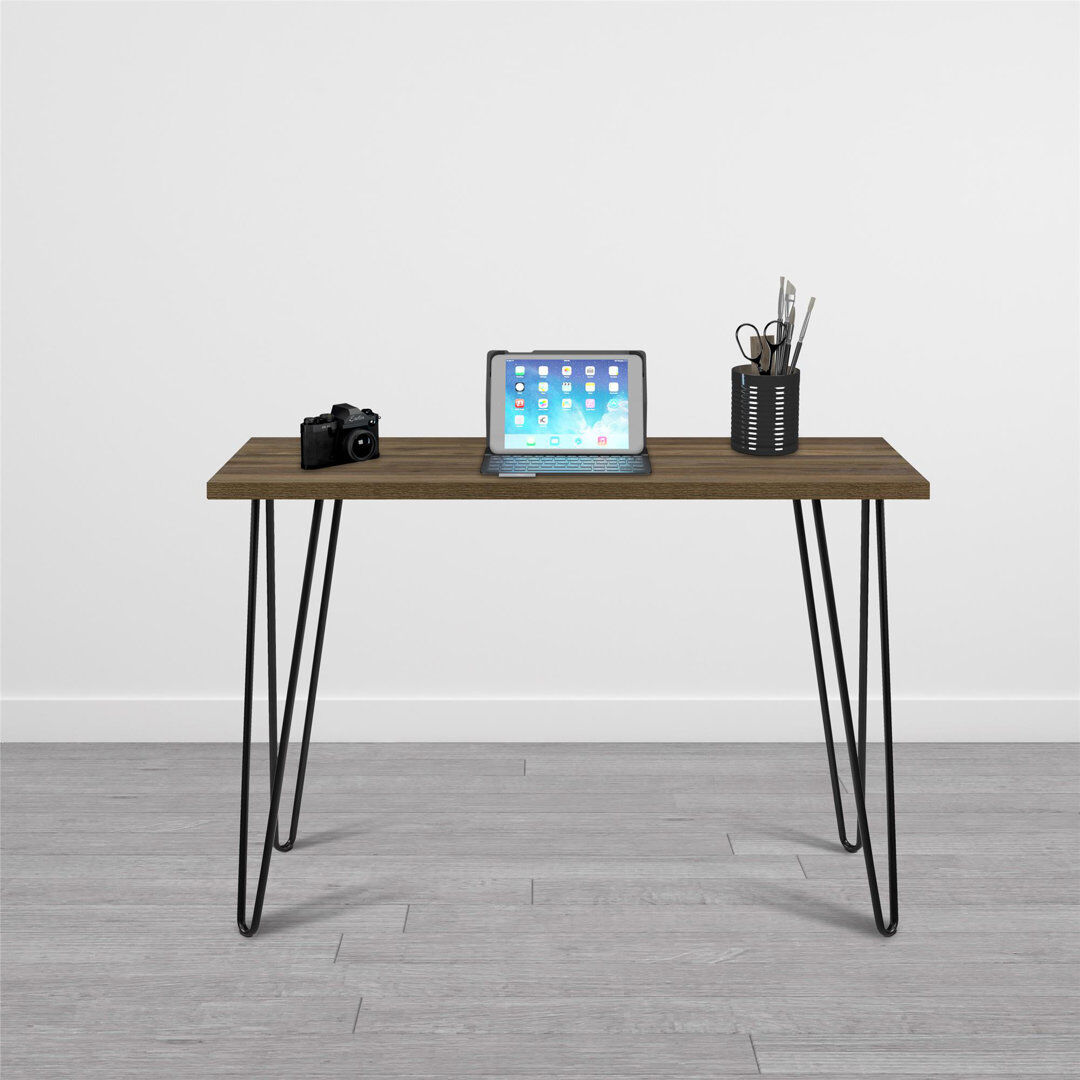 Hykkon Adlai Writing Desk Walnut/Black 68cm H X 101.6cm W X 49.5cm D