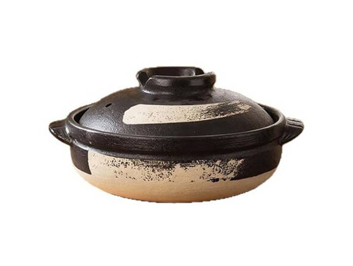 Peakjune Japanischer Tontopf,Donabe Topf,Japanischer Tontopf Hot Pot,Grober Keramik Suppentopf,Ton-Auflauf for den Haushalt,mit Deckel und Doppelgriff,Für Dämpfen,Köcheln Und Langsames Schmoren