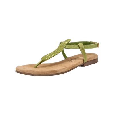 Zehentrenner LAZAMANI "Lazamani Zehensteg Veloursleder", Damen, Gr. 41, grün, Veloursleder, Schuhe Zehentrenner