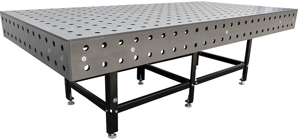 kaiserkraft Schweißtisch, Ø Bohrungen 28 mm, 2000 kg/m², HxBxT 800 x 2980 x 1480 mm