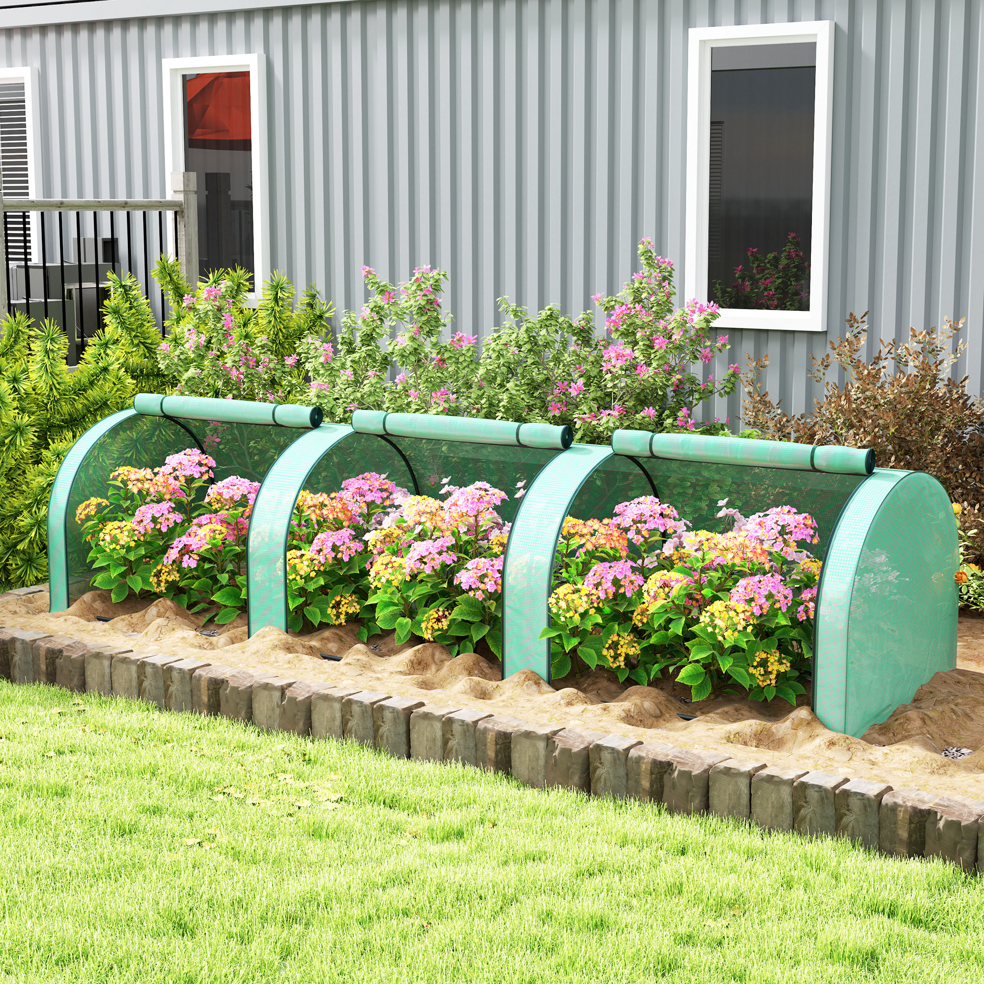 Outsunny Serra a Tunnel da Giardino con Porte Avvolgibili, Struttura in Acciaio e Giunti Plastica, 3x1x0.8 m, Verde   Aosom Italy