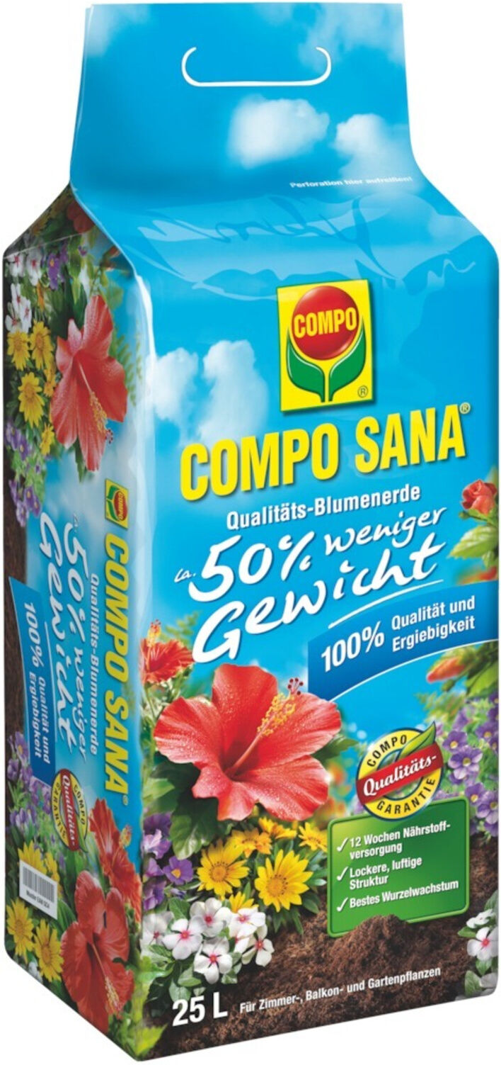 COMPO SANA Blumenerde 25 l, 50% weniger Gewicht (2220004004)